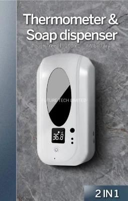 High Quality ABS Material 1200 Ml Liquid Soap Dispenser &amp; Non-Contact Automatic Thermometer