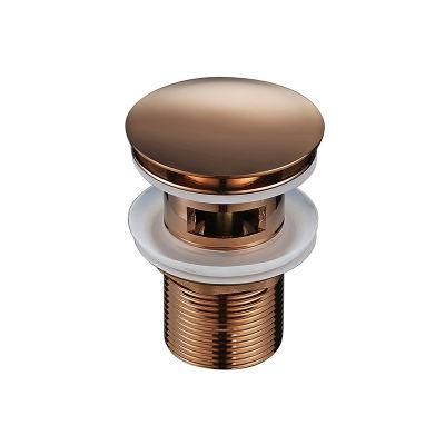 Brushed Rose Gold Brass Washroom Shower Pop up Basin Strainer with Overflow