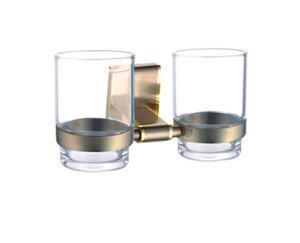 Full Brass Wall Mounted Gold Finish Double Tumbler Holder