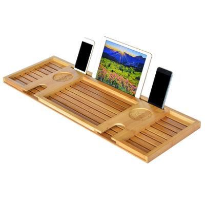 Bathtub Caddy Bamboo Bath Tub Rack Tray Bathroom Cloth Book/Pad/Tablet Holder