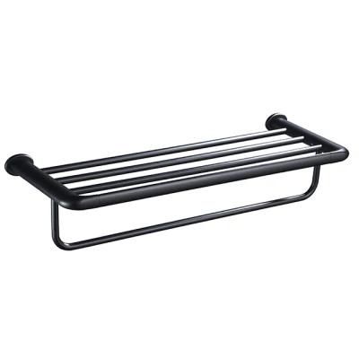 Brass Wall-Mounted Matt Black Double Towel Bars (NC6586-MB)