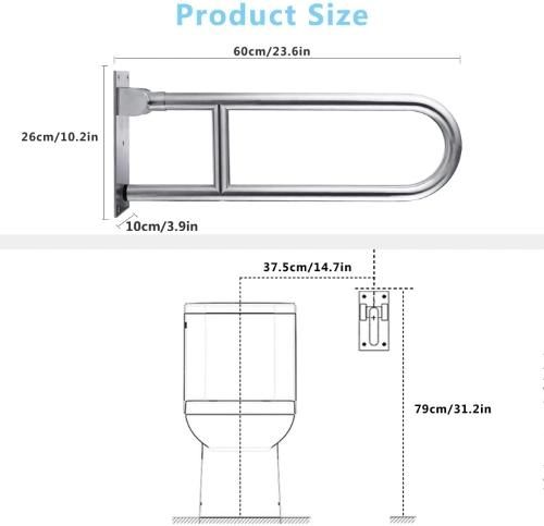 Flip up Grab Bars Handicap Toilet Rails Grab Bars for Bathroom