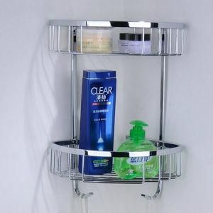 Wall Mounted Double Layer Bathroom Corner Basket Bathroom Shelf