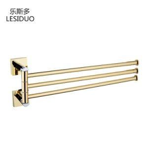 Wall Mounted Gold Plated Moving Triple Towel Bar